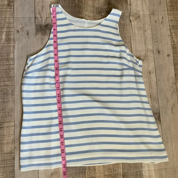 J Crew NWOT Light Blue White Striped Silk Sleeveless Lined Shell Top SZ 8 - Picture 10 of 11